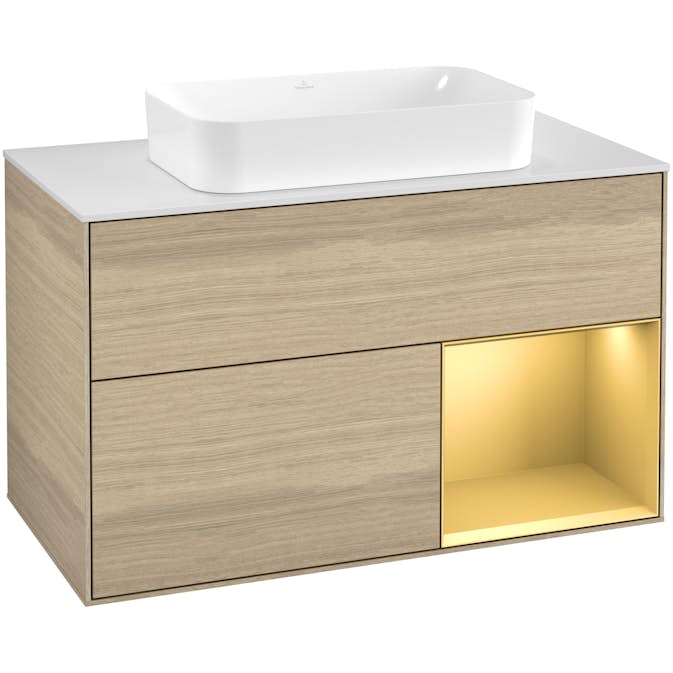 Tvättställsskåp Villeroy & Boch Finion med 2 Lådor Hylla och Bänkskiva för Fristående Tvättställ