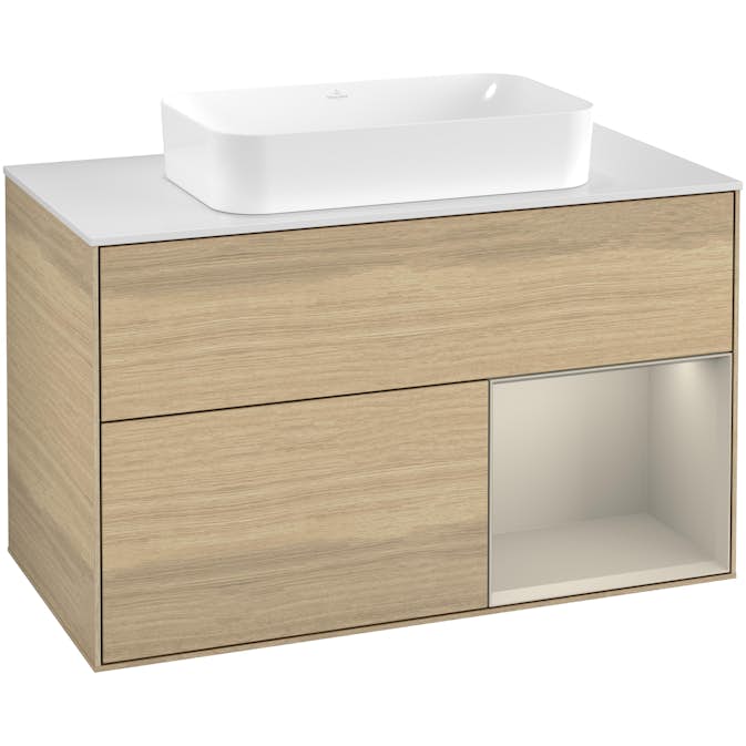 Tvättställsskåp Villeroy & Boch Finion med 2 Lådor Hylla och Bänkskiva för Fristående Tvättställ