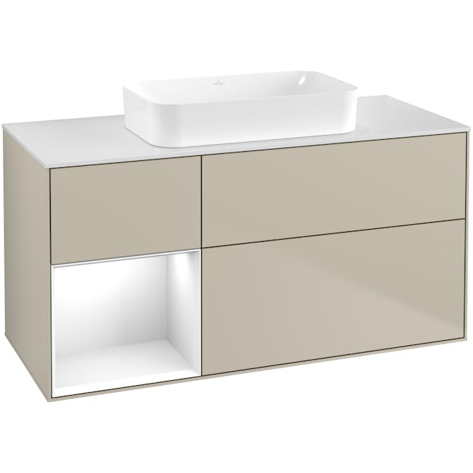 Tvättställsskåp Villeroy & Boch Finion med 3 Lådor Hylla och Bänkskiva för Fristående Tvättställ