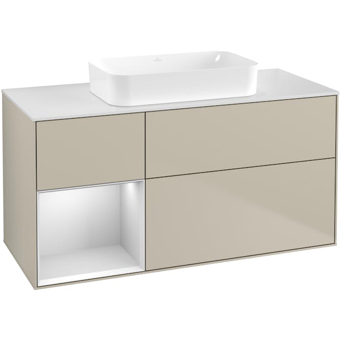 Tvättställsskåp Villeroy & Boch Finion med 3 Lådor Hylla och Bänkskiva för Fristående Tvättställ