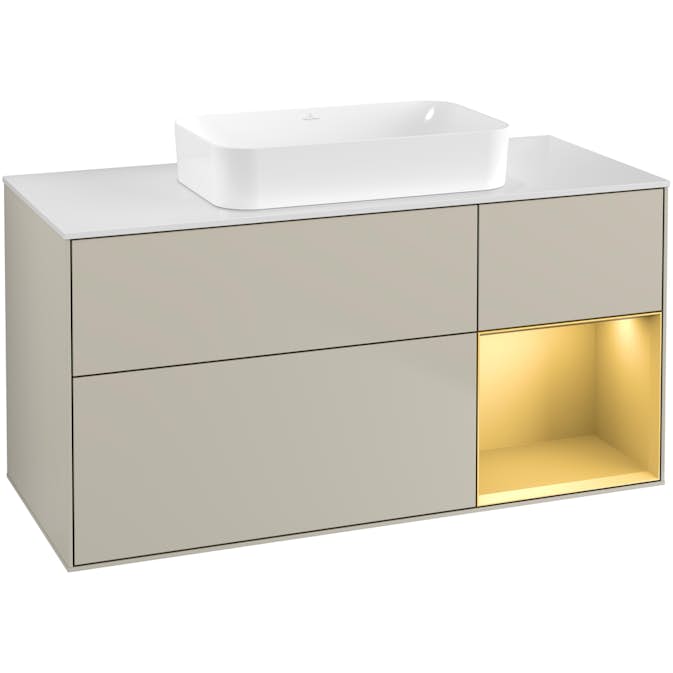 Tvättställsskåp Villeroy & Boch Finion med 3 Lådor Hylla och Bänkskiva för Fristående Tvättställ