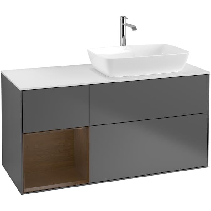 Tvättställsskåp Villeroy & Boch Finion med 3 Lådor Hylla och Bänkskiva för Ocentrerat Tvättställ från Artis & Collaro