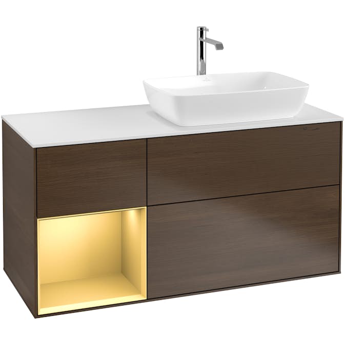 Tvättställsskåp Villeroy & Boch Finion med 3 Lådor Hylla och Bänkskiva för Ocentrerat Tvättställ från Artis & Collaro