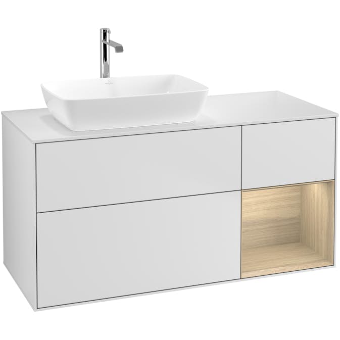 Tvättställsskåp Villeroy & Boch Finion med 3 Lådor Hylla och Bänkskiva för Ocentrerat Tvättställ från Artis & Collaro