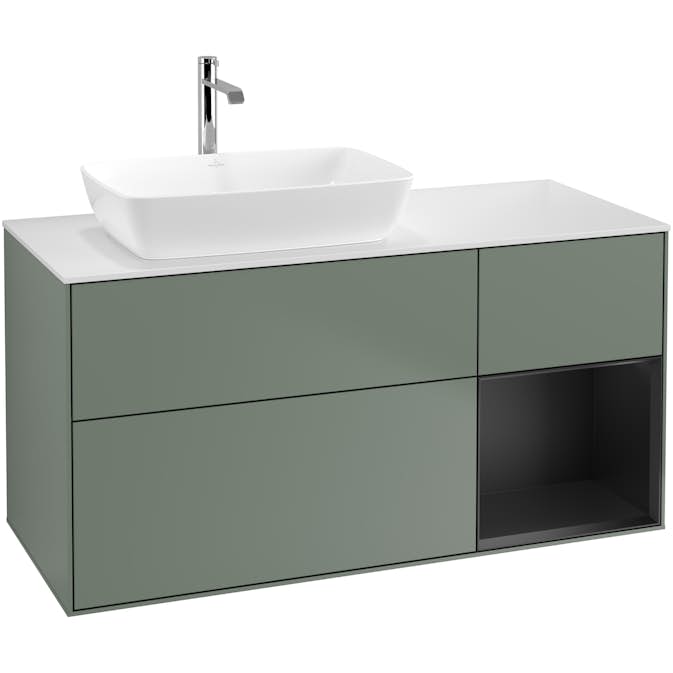 Tvättställsskåp Villeroy & Boch Finion med 3 Lådor Hylla och Bänkskiva för Ocentrerat Tvättställ från Artis & Collaro