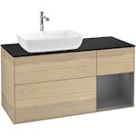 Tvättställsskåp Villeroy & Boch Finion med 3 Lådor Hylla och Bänkskiva för Ocentrerat Tvättställ från Artis & Collaro