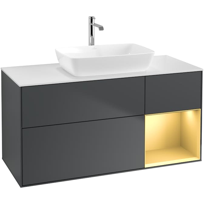 Tvättställsskåp Villeroy & Boch Finion med 3 Lådor Hylla och Bänkskiva för Fristående Tvättställ från Artis & Collaro