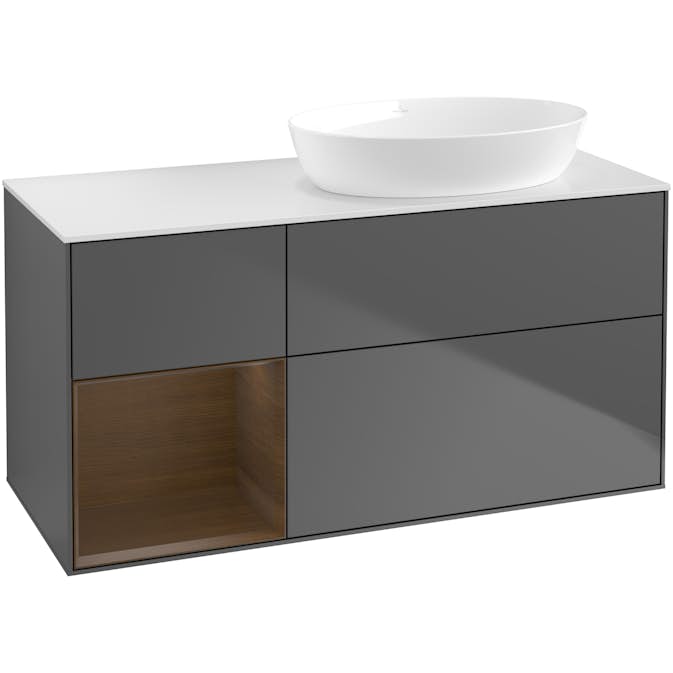 Tvättställsskåp Villeroy & Boch Finion med 3 Lådor Hylla och Bänkskiva för Ocentrerat Tvättställ från Artis & Collaro