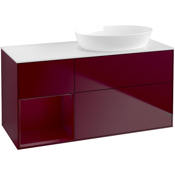 Tvättställsskåp Villeroy & Boch Finion med 3 Lådor Hylla och Bänkskiva för Ocentrerat Tvättställ från Artis & Collaro