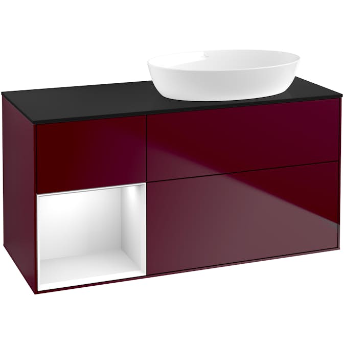 Tvättställsskåp Villeroy & Boch Finion med 3 Lådor Hylla och Bänkskiva för Ocentrerat Tvättställ från Artis & Collaro