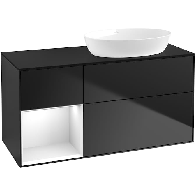 Tvättställsskåp Villeroy & Boch Finion med 3 Lådor Hylla och Bänkskiva för Ocentrerat Tvättställ från Artis & Collaro