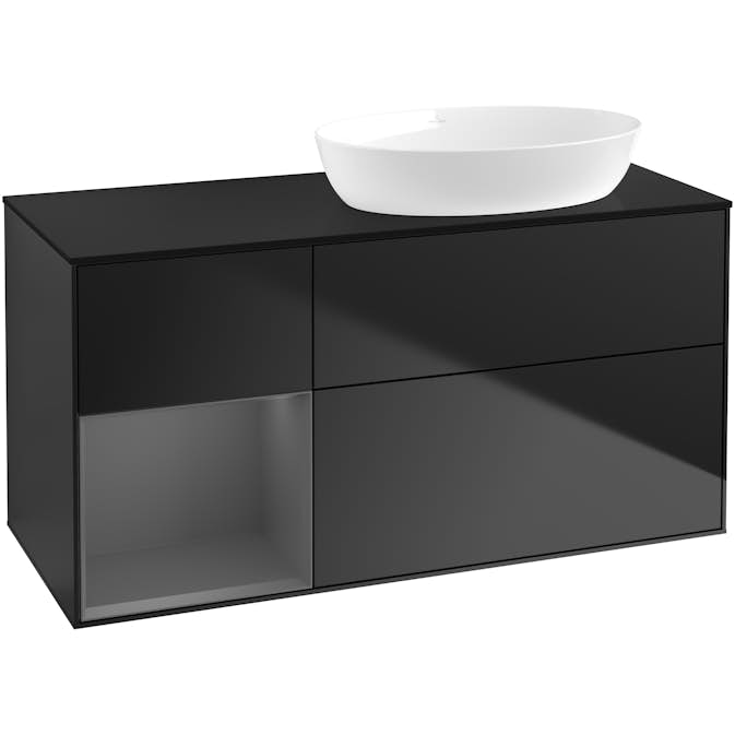 Tvättställsskåp Villeroy & Boch Finion med 3 Lådor Hylla och Bänkskiva för Ocentrerat Tvättställ från Artis & Collaro