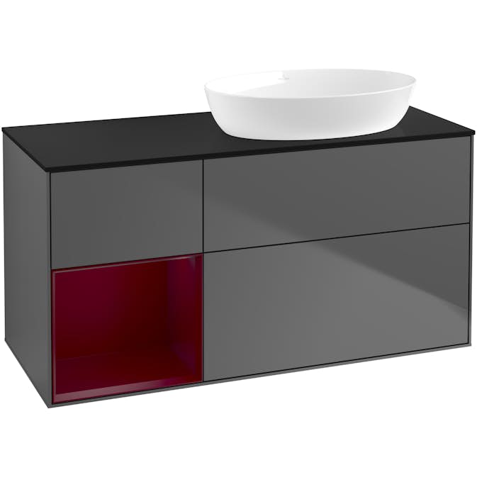 Tvättställsskåp Villeroy & Boch Finion med 3 Lådor Hylla och Bänkskiva för Ocentrerat Tvättställ från Artis & Collaro