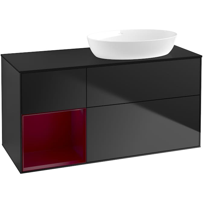 Tvättställsskåp Villeroy & Boch Finion med 3 Lådor Hylla och Bänkskiva för Ocentrerat Tvättställ från Artis & Collaro