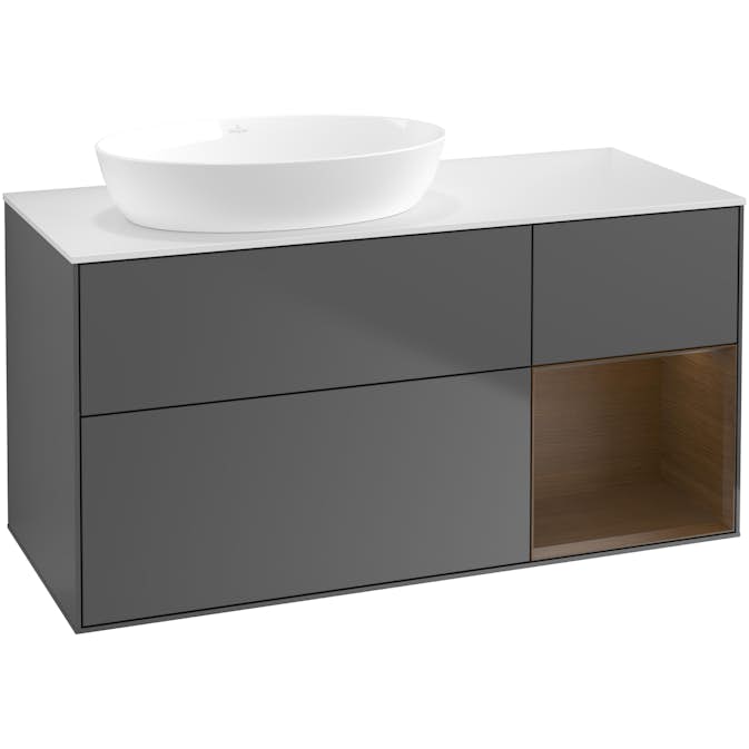 Tvättställsskåp Villeroy & Boch Finion med 3 Lådor Hylla och Bänkskiva för Ocentrerat Tvättställ från Artis & Collaro