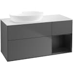 Tvättställsskåp Villeroy & Boch Finion med 3 Lådor Hylla och Bänkskiva för Ocentrerat Tvättställ från Artis & Collaro