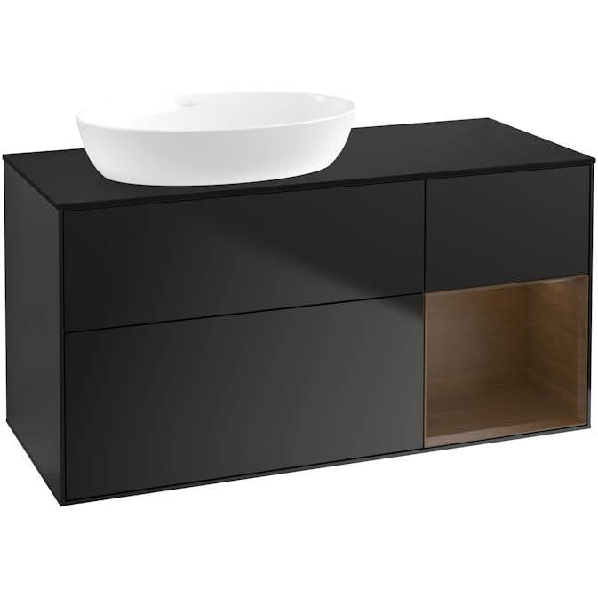 Tvättställsskåp Villeroy & Boch Finion med 3 Lådor Hylla och Bänkskiva för Ocentrerat Tvättställ från Artis & Collaro