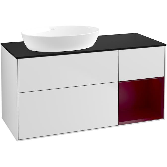 Tvättställsskåp Villeroy & Boch Finion med 3 Lådor Hylla och Bänkskiva för Ocentrerat Tvättställ från Artis & Collaro