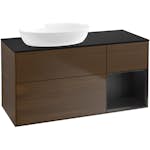 Tvättställsskåp Villeroy & Boch Finion med 3 Lådor Hylla och Bänkskiva för Ocentrerat Tvättställ från Artis & Collaro