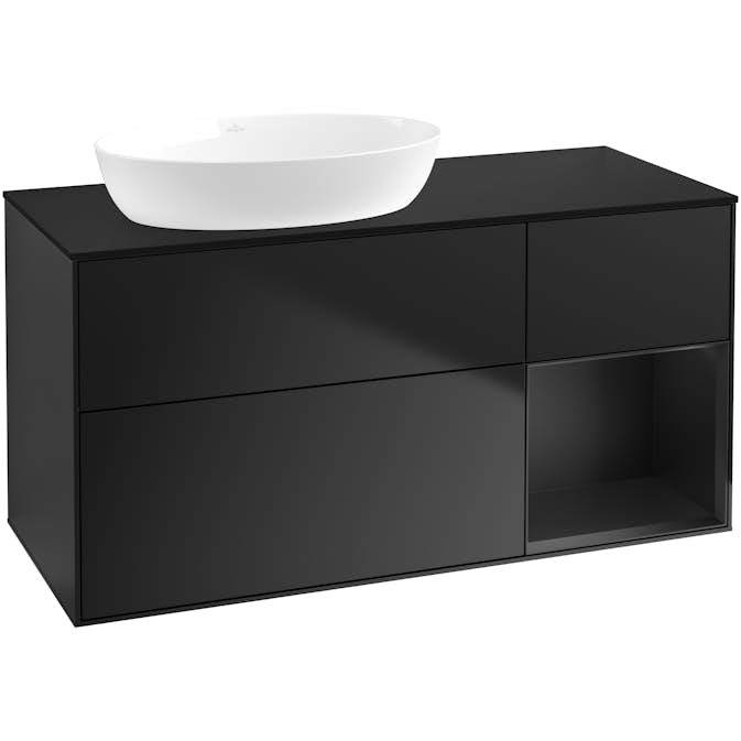 Tvättställsskåp Villeroy & Boch Finion med 3 Lådor Hylla och Bänkskiva för Ocentrerat Tvättställ från Artis & Collaro