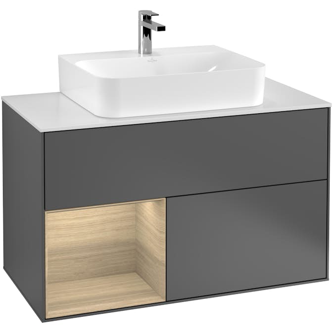 Tvättställsskåp Villeroy & Boch Finion med 2 Lådor Hylla och Bänkskiva för Centrerat Tvättställ