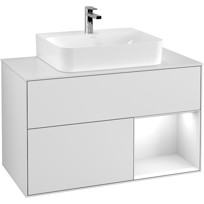 Tvättställsskåp Villeroy & Boch Finion med 2 Lådor Hylla och Bänkskiva för Centrerat Tvättställ