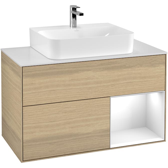 Tvättställsskåp Villeroy & Boch Finion med 2 Lådor Hylla och Bänkskiva för Centrerat Tvättställ