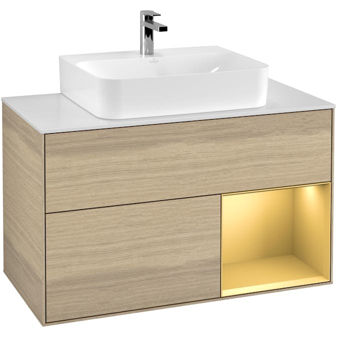 Tvättställsskåp Villeroy & Boch Finion med 2 Lådor Hylla och Bänkskiva för Centrerat Tvättställ