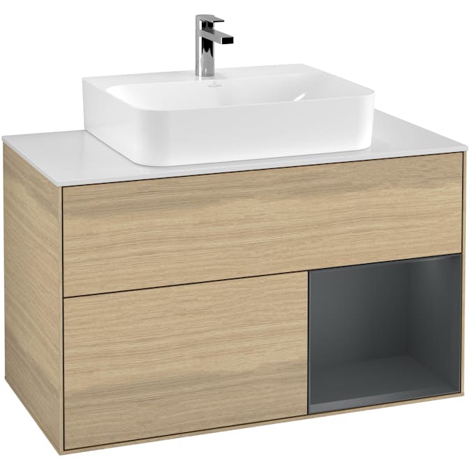 Tvättställsskåp Villeroy & Boch Finion med 2 Lådor Hylla och Bänkskiva för Centrerat Tvättställ