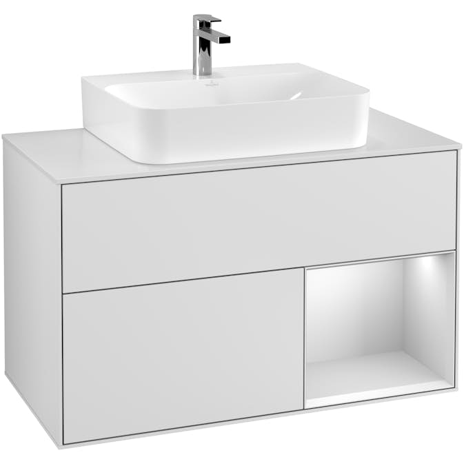 Tvättställsskåp Villeroy & Boch Finion med 2 Lådor Hylla och Bänkskiva för Centrerat Tvättställ