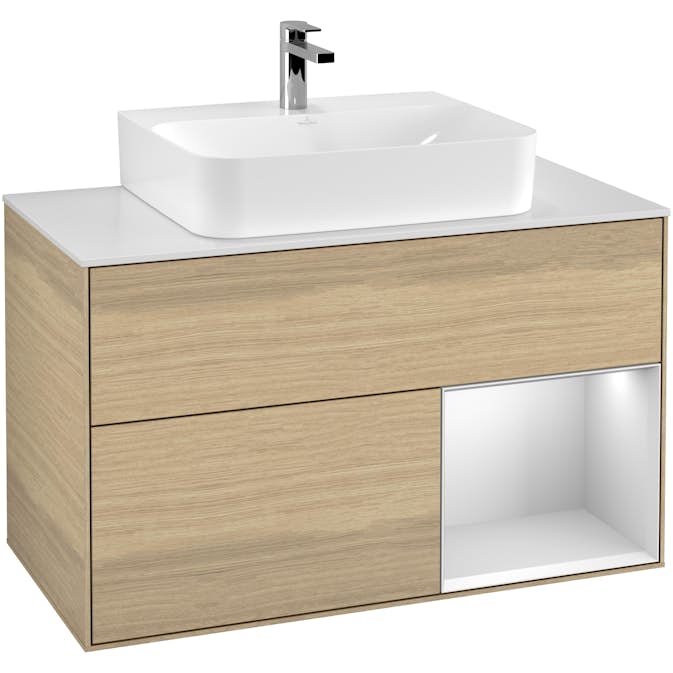 Tvättställsskåp Villeroy & Boch Finion med 2 Lådor Hylla och Bänkskiva för Centrerat Tvättställ