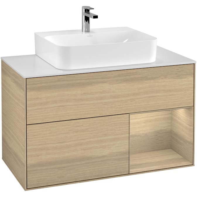 Tvättställsskåp Villeroy & Boch Finion med 2 Lådor Hylla och Bänkskiva för Centrerat Tvättställ