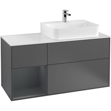 Tvättställsskåp Villeroy & Boch Finion med 3 Lådor Hylla och Bänkskiva för Ocentrerat Tvättställ