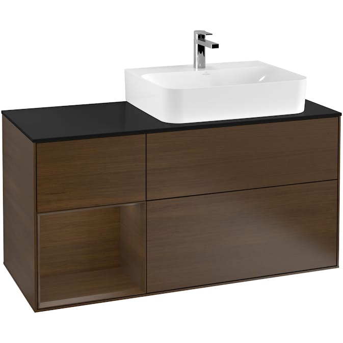 Tvättställsskåp Villeroy & Boch Finion med 3 Lådor Hylla och Bänkskiva för Ocentrerat Tvättställ