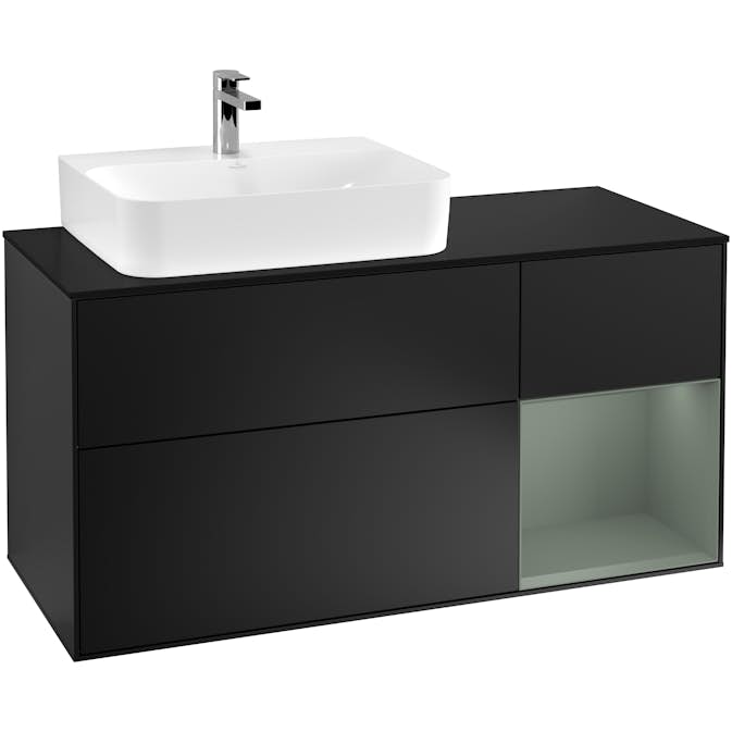 Tvättställsskåp Villeroy & Boch Finion med 3 Lådor Hylla och Bänkskiva för Ocentrerat Tvättställ