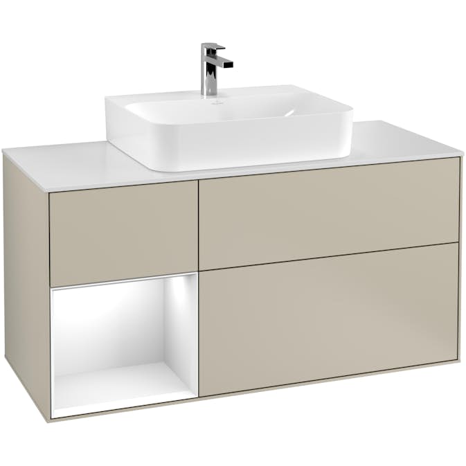 Tvättställsskåp Villeroy & Boch Finion med 3 Lådor Hylla och Bänkskiva för Centrerat Tvättställ