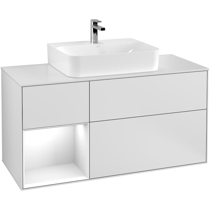 Tvättställsskåp Villeroy & Boch Finion med 3 Lådor Hylla och Bänkskiva för Centrerat Tvättställ