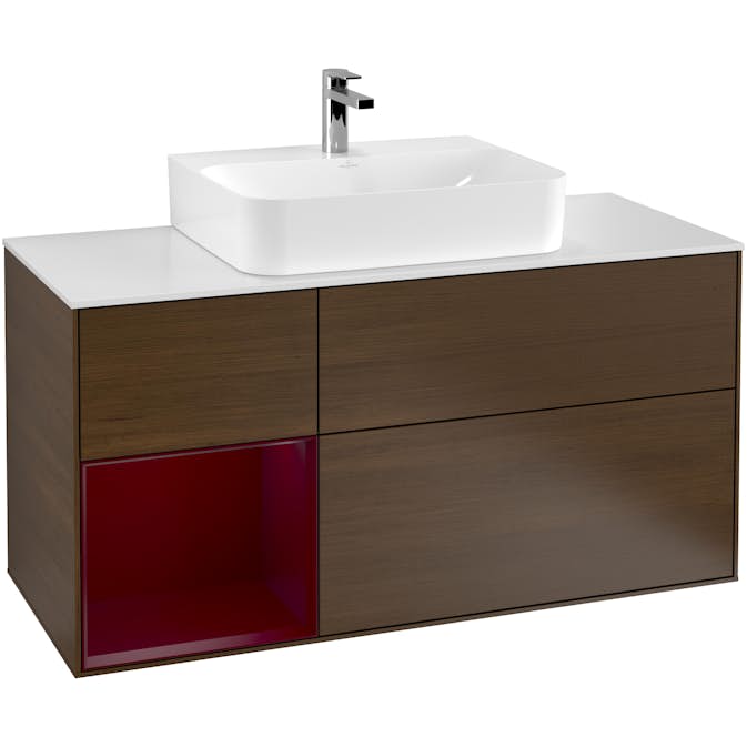 Tvättställsskåp Villeroy & Boch Finion med 3 Lådor Hylla och Bänkskiva för Centrerat Tvättställ