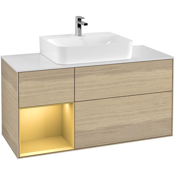 Tvättställsskåp Villeroy & Boch Finion med 3 Lådor Hylla och Bänkskiva för Centrerat Tvättställ