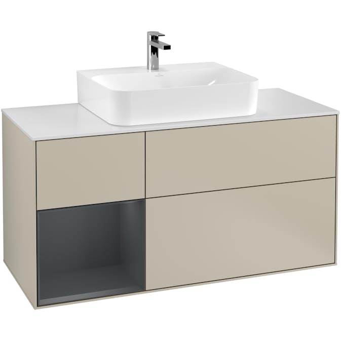 Tvättställsskåp Villeroy & Boch Finion med 3 Lådor Hylla och Bänkskiva för Centrerat Tvättställ