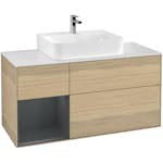 Tvättställsskåp Villeroy & Boch Finion med 3 Lådor Hylla och Bänkskiva för Centrerat Tvättställ