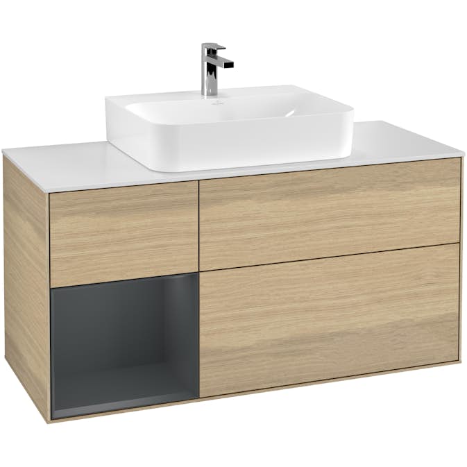 Tvättställsskåp Villeroy & Boch Finion med 3 Lådor Hylla och Bänkskiva för Centrerat Tvättställ