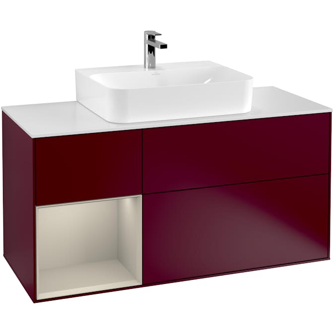 Tvättställsskåp Villeroy & Boch Finion med 3 Lådor Hylla och Bänkskiva för Centrerat Tvättställ