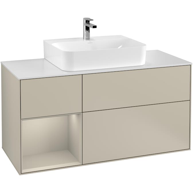 Tvättställsskåp Villeroy & Boch Finion med 3 Lådor Hylla och Bänkskiva för Centrerat Tvättställ