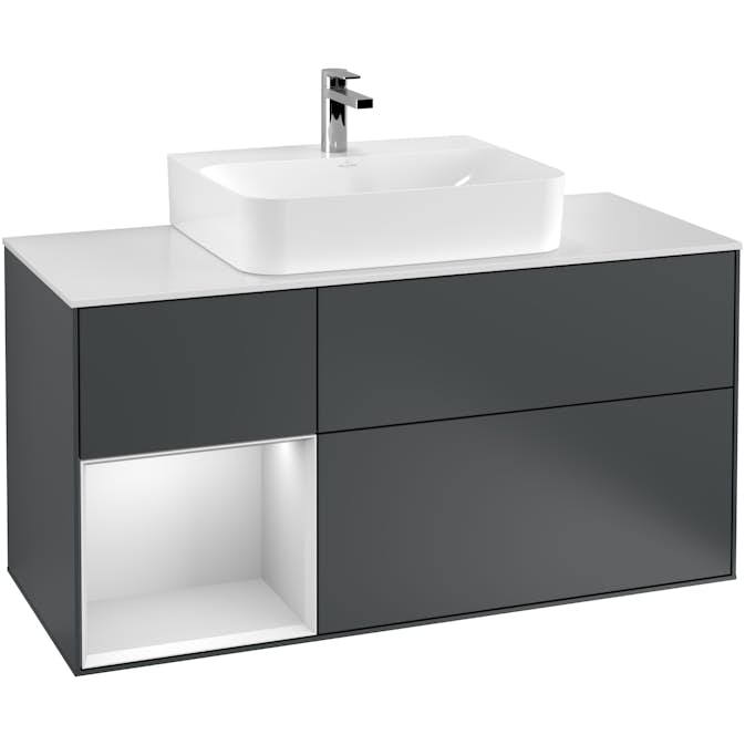 Tvättställsskåp Villeroy & Boch Finion med 3 Lådor Hylla och Bänkskiva för Centrerat Tvättställ