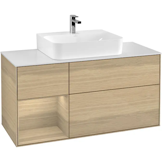 Tvättställsskåp Villeroy & Boch Finion med 3 Lådor Hylla och Bänkskiva för Centrerat Tvättställ