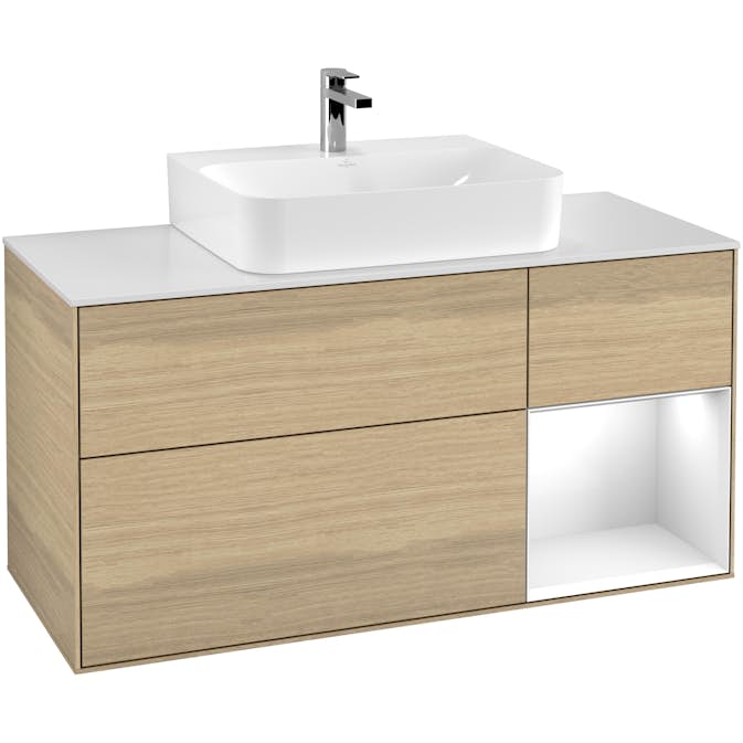 Tvättställsskåp Villeroy & Boch Finion med 3 Lådor Hylla och Bänkskiva för Centrerat Tvättställ