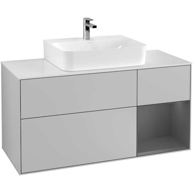 Tvättställsskåp Villeroy & Boch Finion med 3 Lådor Hylla och Bänkskiva för Centrerat Tvättställ