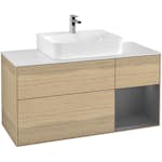 Tvättställsskåp Villeroy & Boch Finion med 3 Lådor Hylla och Bänkskiva för Centrerat Tvättställ