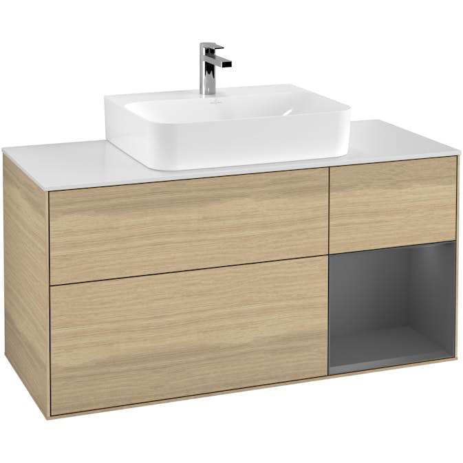 Tvättställsskåp Villeroy & Boch Finion med 3 Lådor Hylla och Bänkskiva för Centrerat Tvättställ